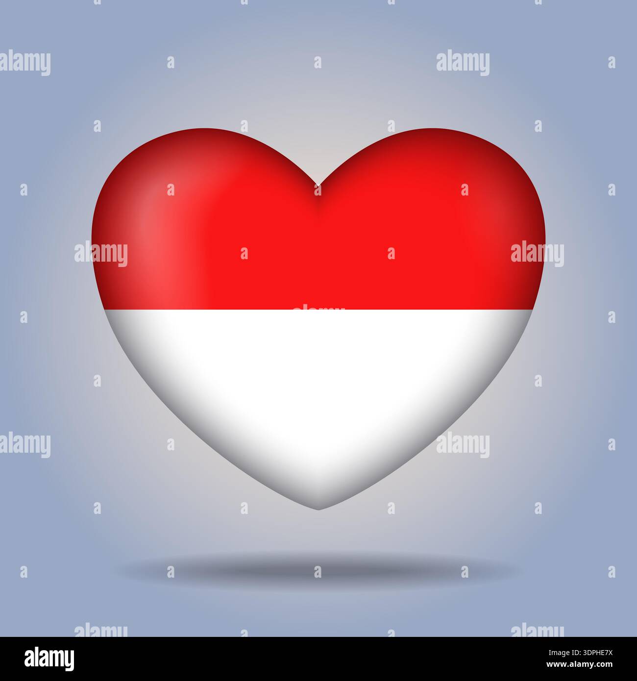 Indonesia flag heart button Isolated on color gradient background Stock Vector