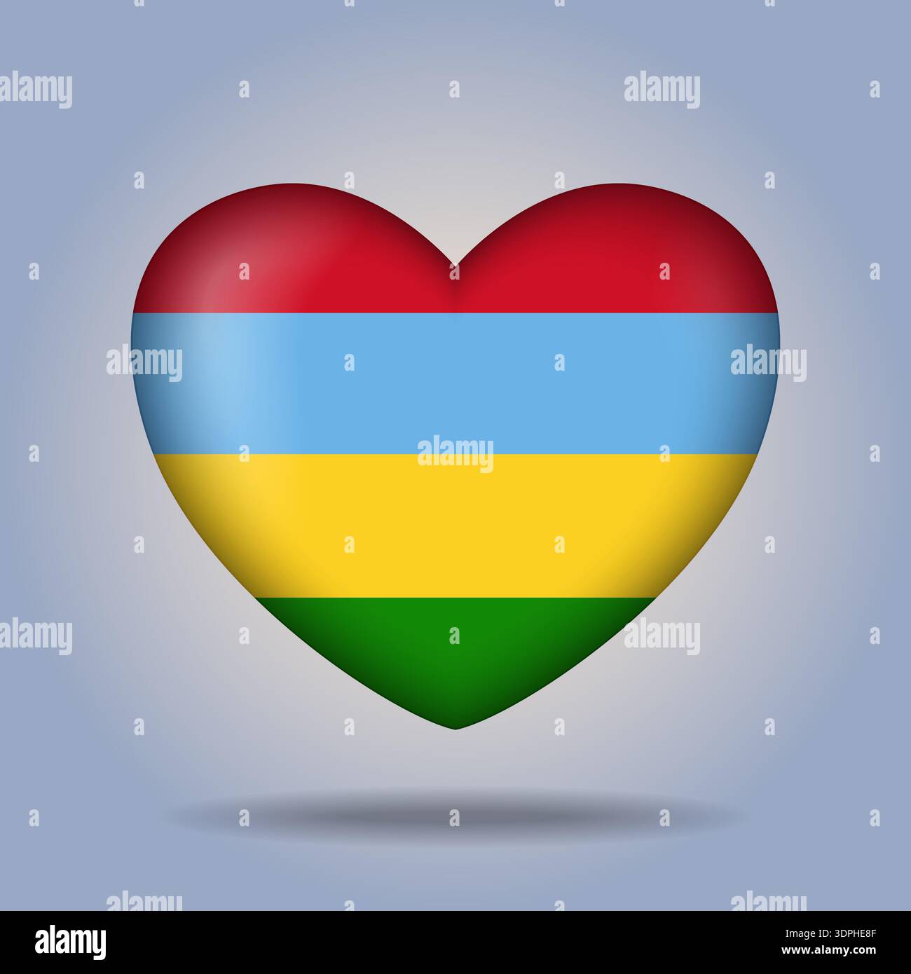 Mauritius flag heart button Isolated on color gradient background Stock Vector