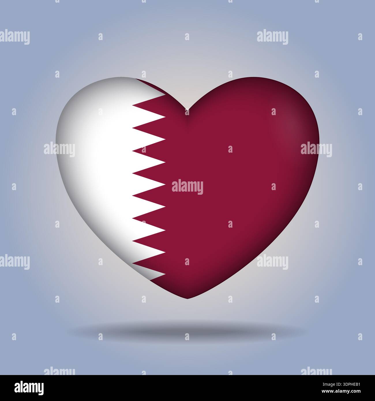 Qatar flag heart button Isolated on color gradient background Stock Vector