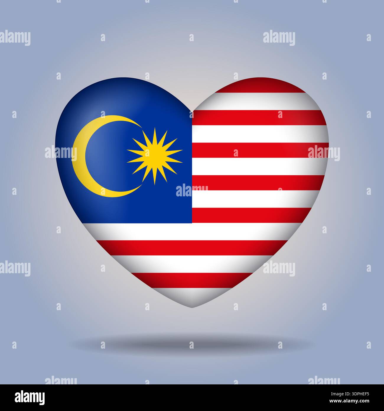 Malaysia flag heart button Isolated on color gradient background Stock Vector