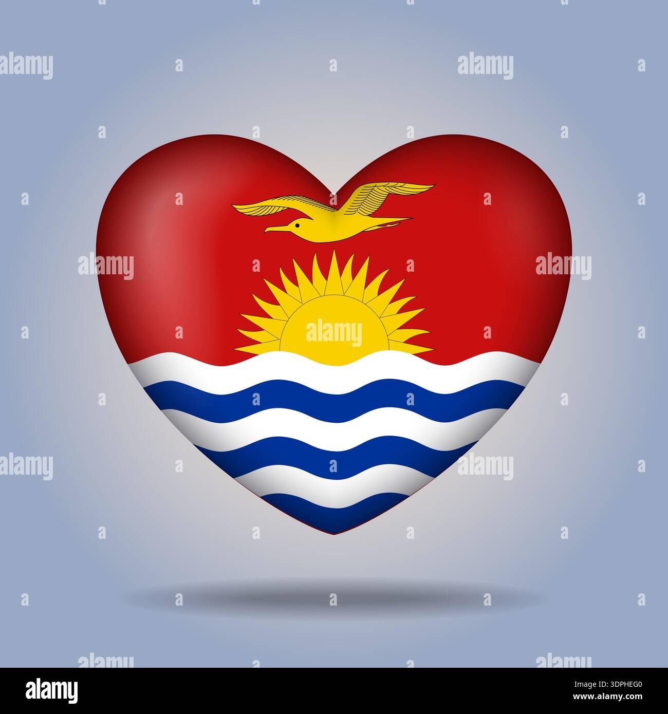 Kiribati flag heart button Isolated on color gradient background Stock Vector
