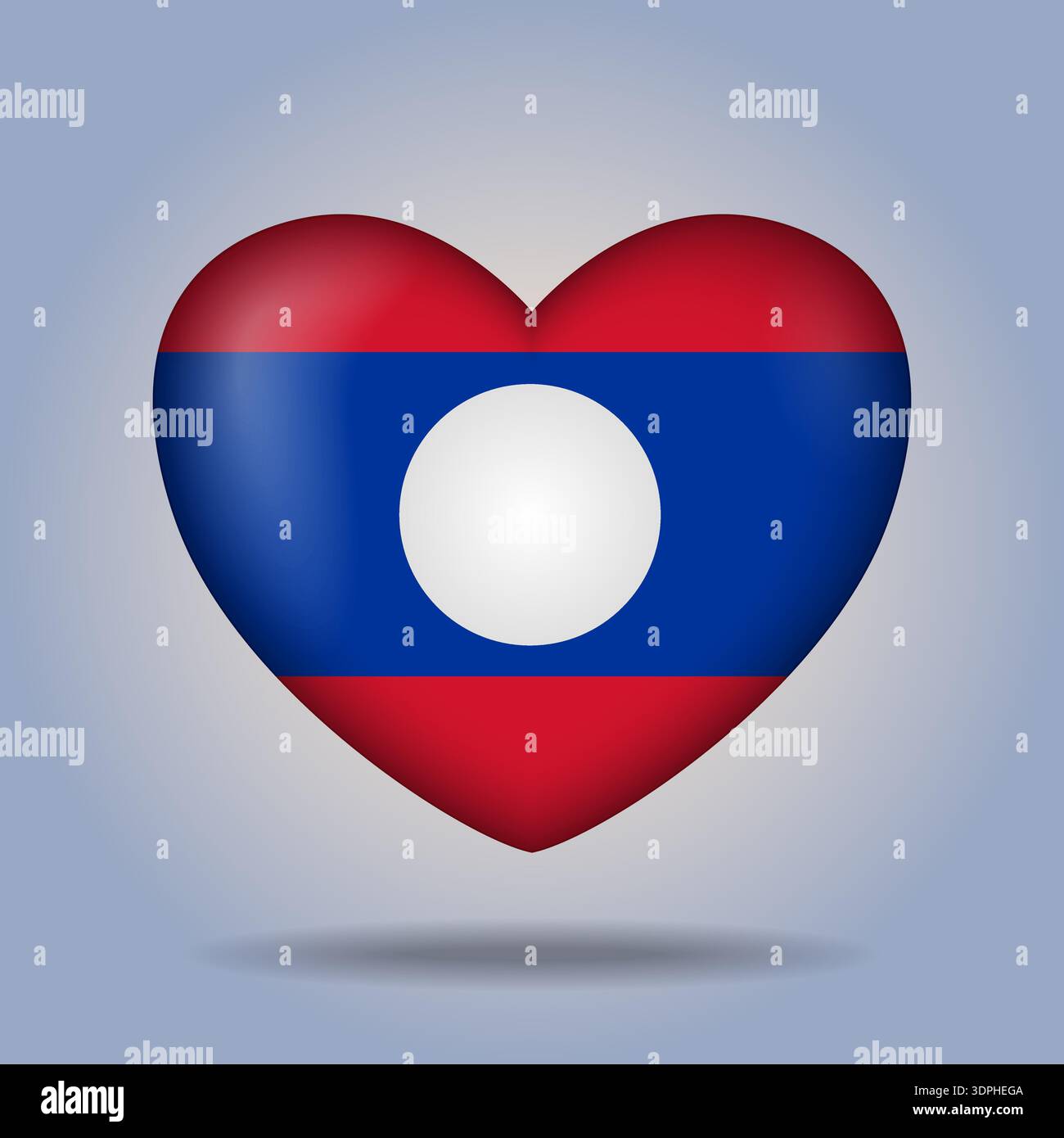 Laos flag heart button Isolated on color gradient background Stock Vector