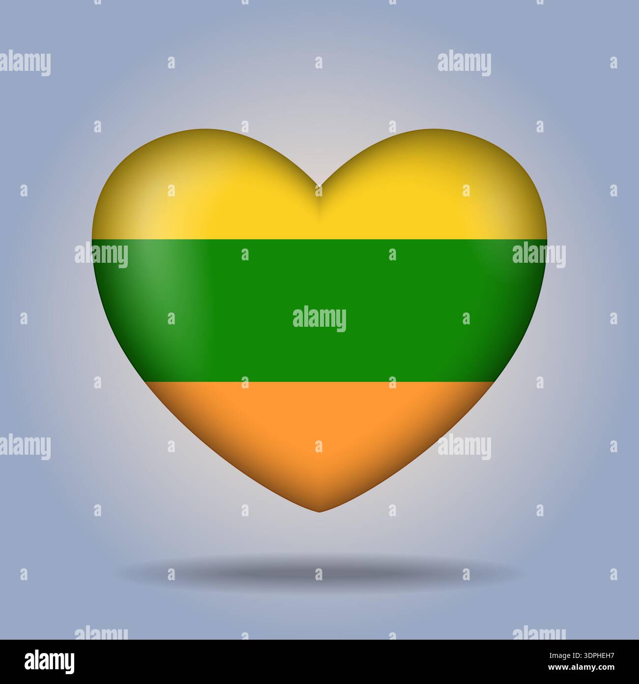 Lithuanian flag heart button Isolated on color gradient background Stock Vector