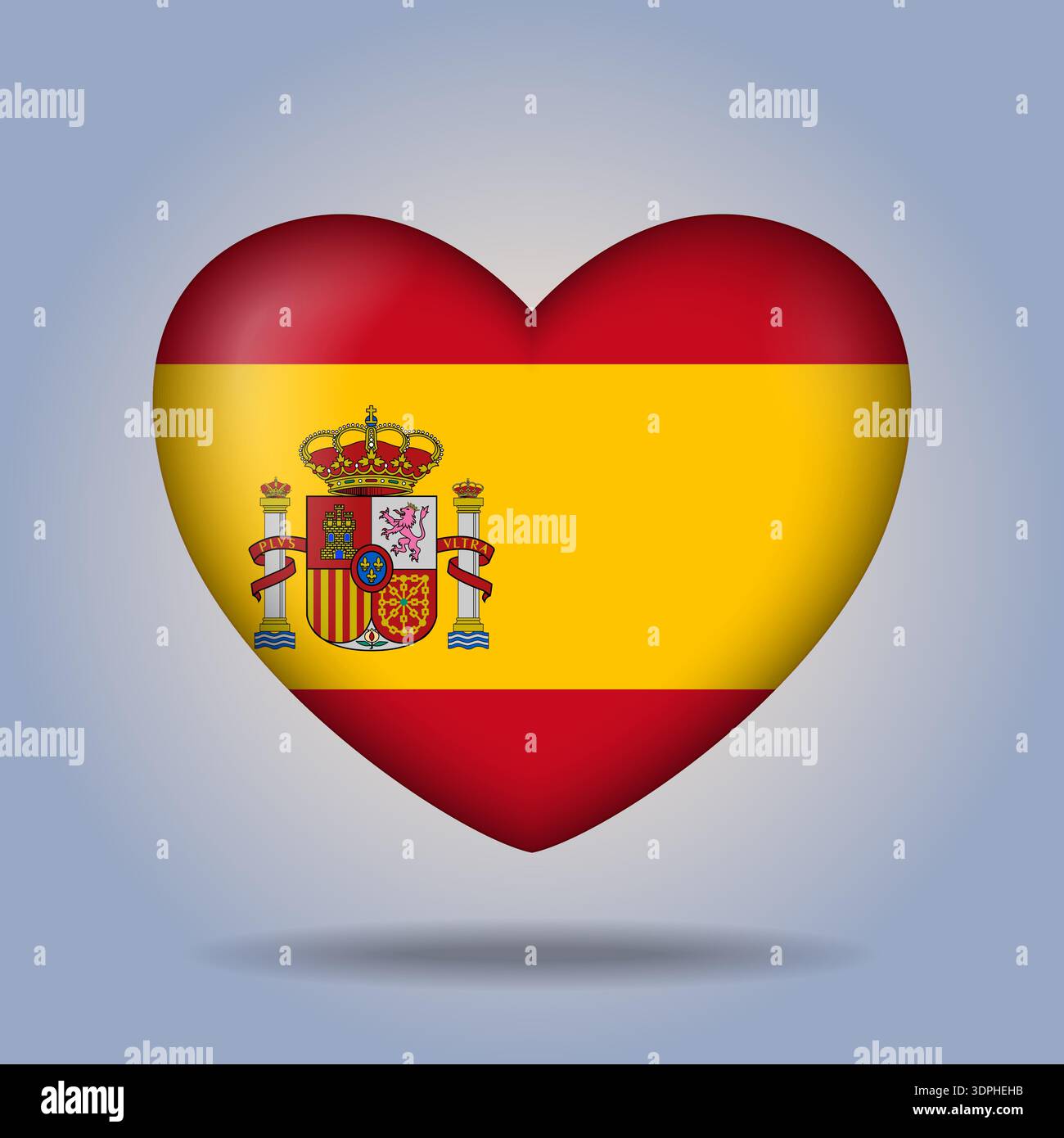 Spain flag heart button Isolated on color gradient background Stock Vector