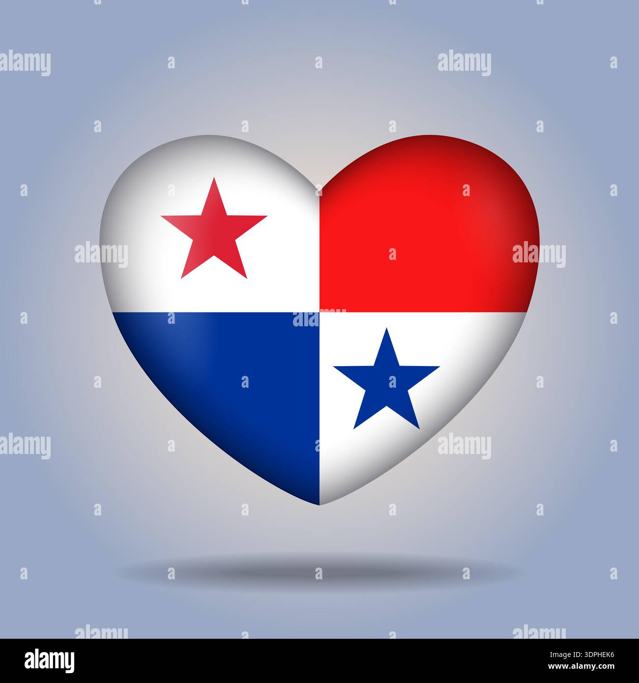Panama flag heart button Isolated on color gradient background Stock Vector