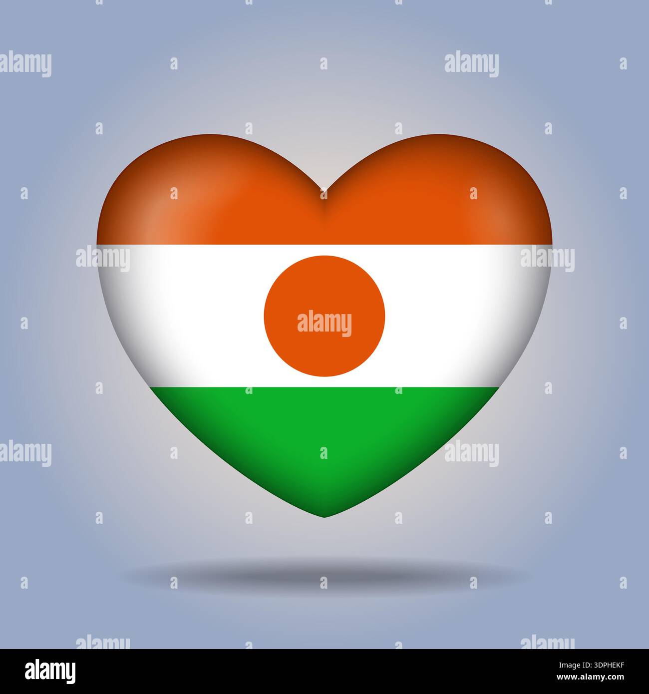 Niger flag heart button Isolated on color gradient background Stock Vector