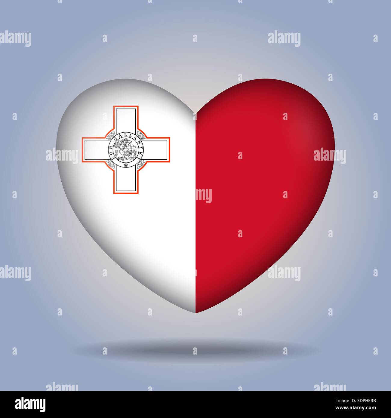 Malta flag heart button Isolated on color gradient background Stock Vector