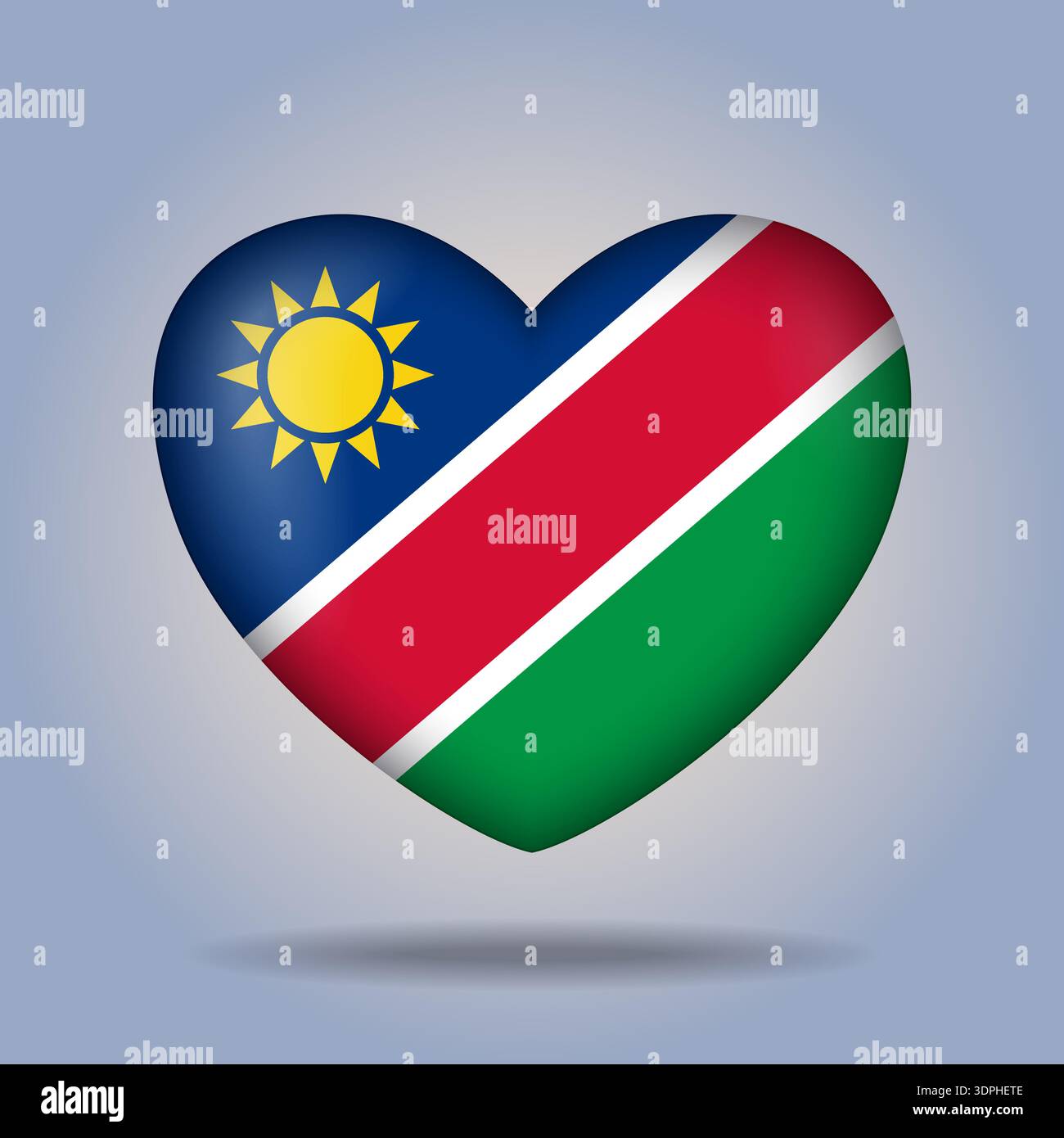 Namibia flag heart button Isolated on color gradient background Stock Vector