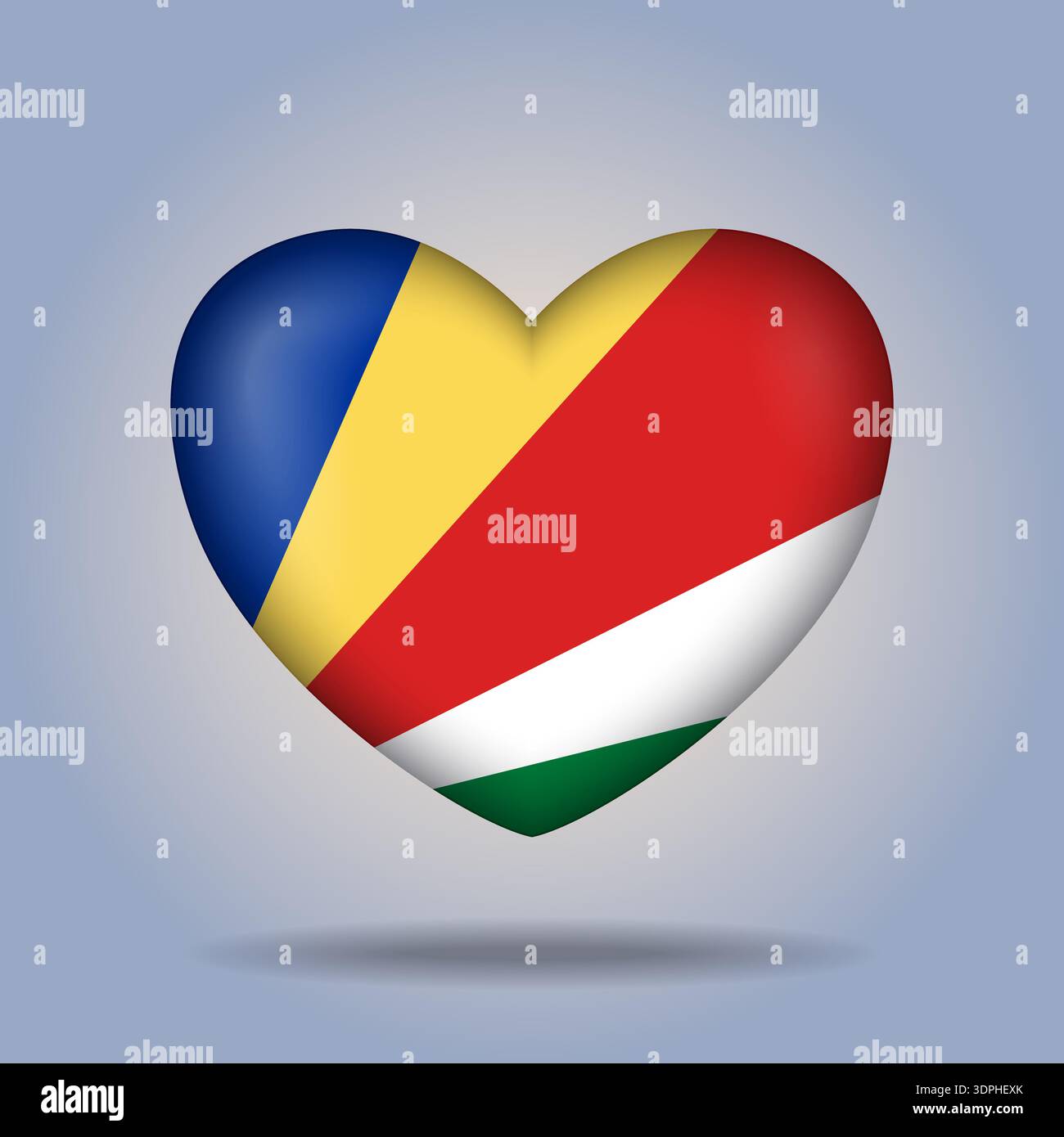 Seychelles flag heart button Isolated on color gradient background Stock Vector