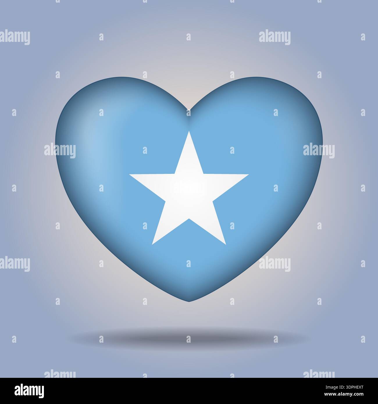 Somalia flag heart button Isolated on color gradient background Stock Vector