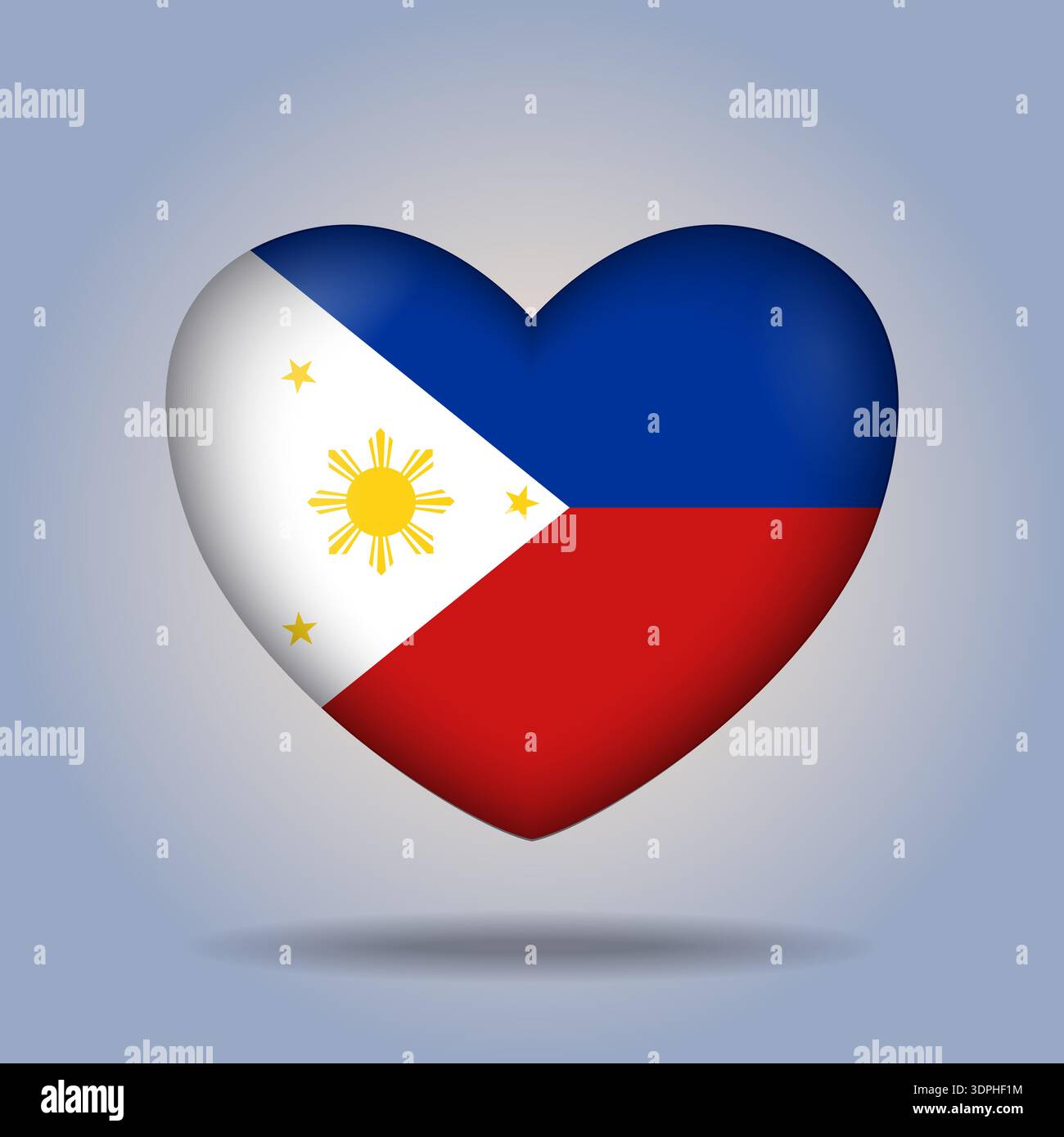 Philippines flag heart button Isolated on color gradient background Stock Vector