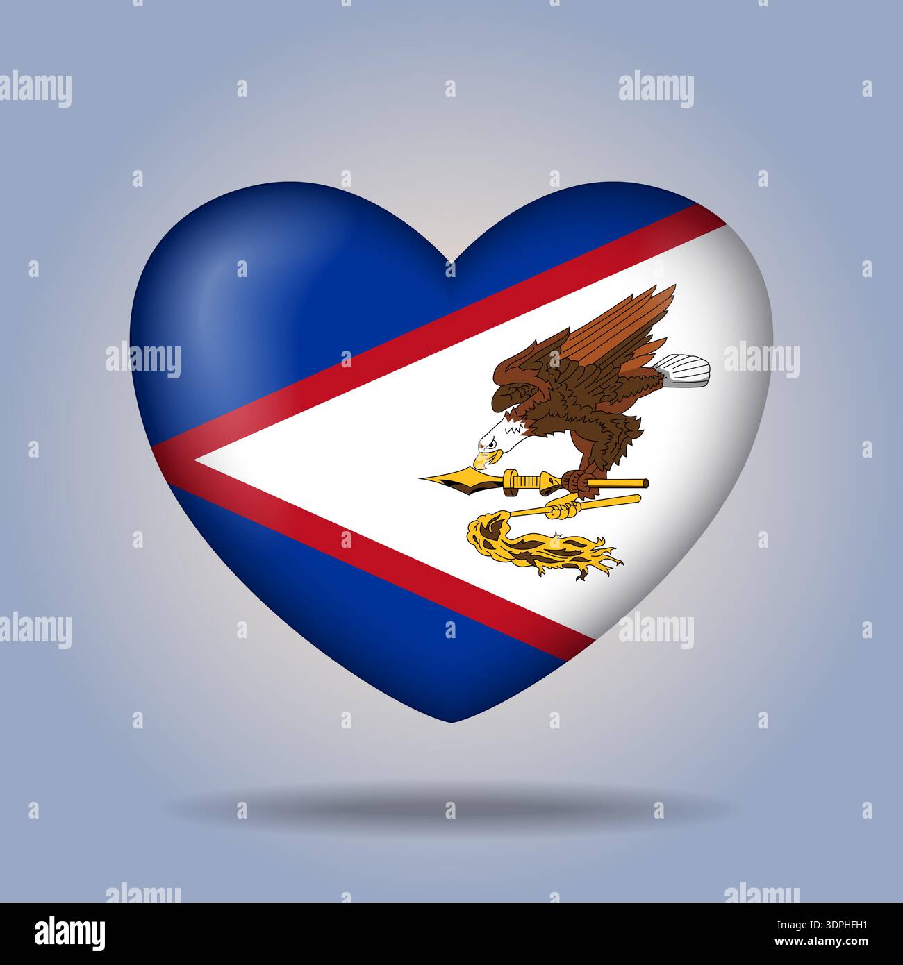 American Samoa flag heart button Isolated on color gradient background Stock Vector
