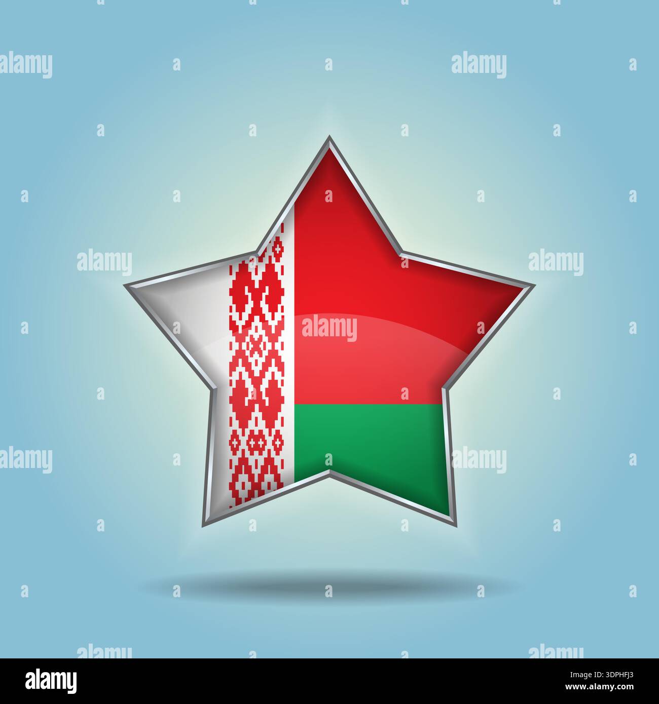 Belarus flag star glossy. Isolated on color gradient background Stock Vector