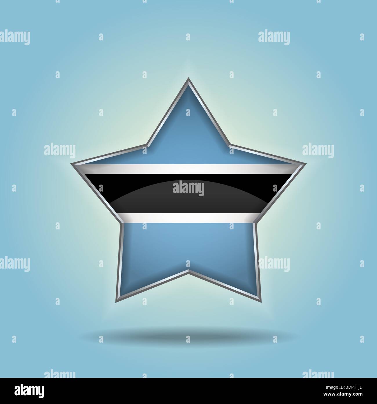 Botswana flag star glossy. Isolated on color gradient background Stock Vector