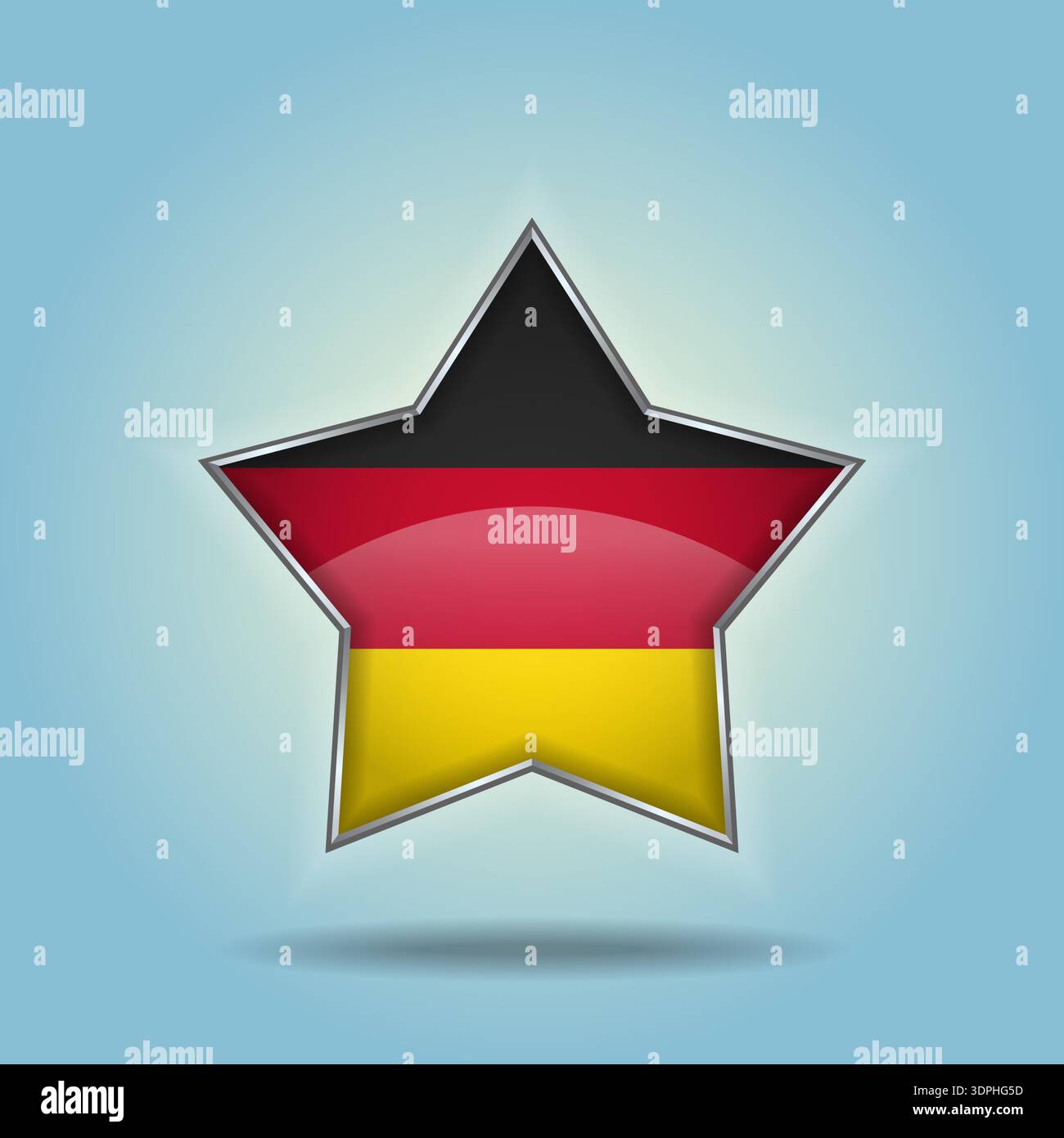 Germany flag star glossy. Isolated on color gradient background Stock Vector