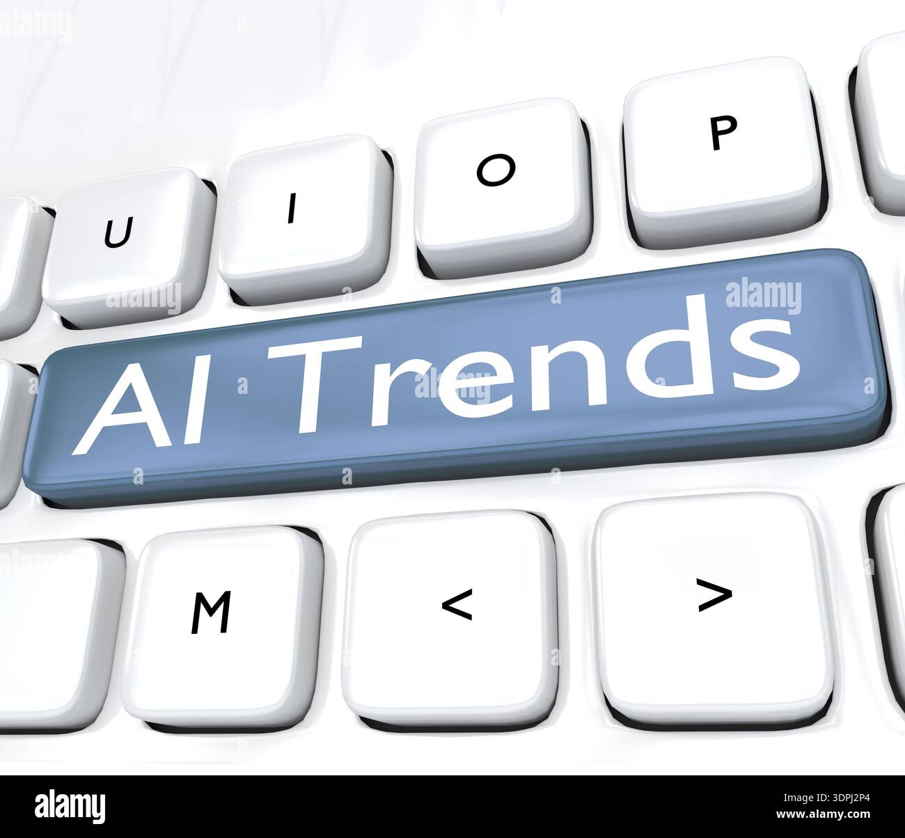 3D illustration of the script AI Trends. Stock Photo