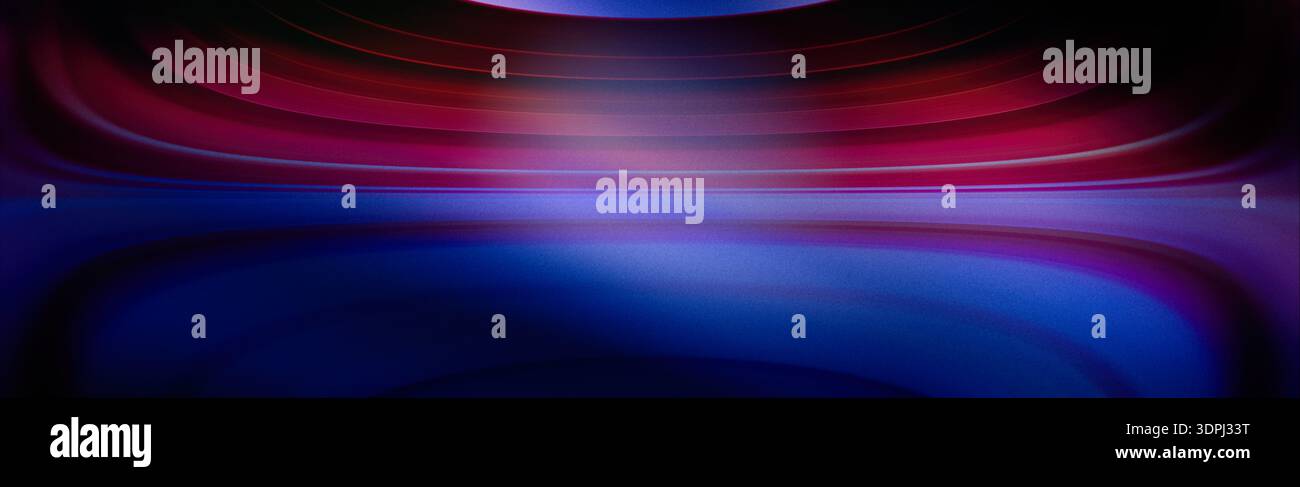 Futuristic abstract neon gradient background with glossy curved lines in red and blue tones, dynamic glowing light bands, sci-fi technology backdrop, Stock Photo