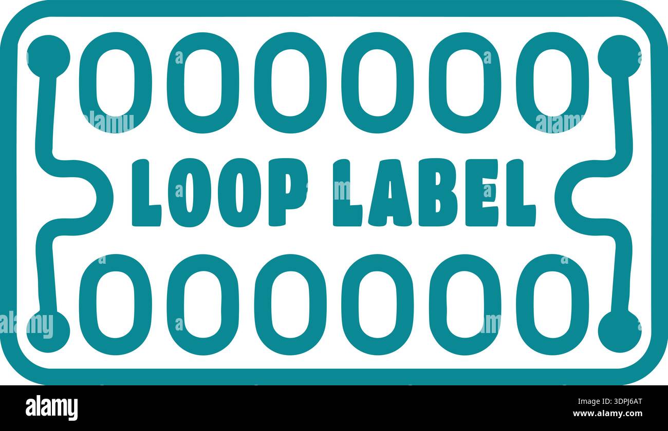 Decorative label with loop label text surrounded by repeating loop shapes forming a border Stock Vector