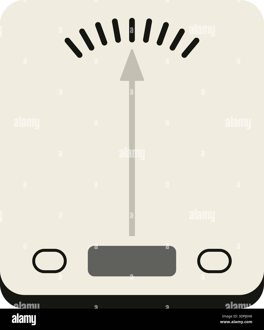 Vintage analog scale face with a pointer needle and small knobs at the bottom Stock Vector