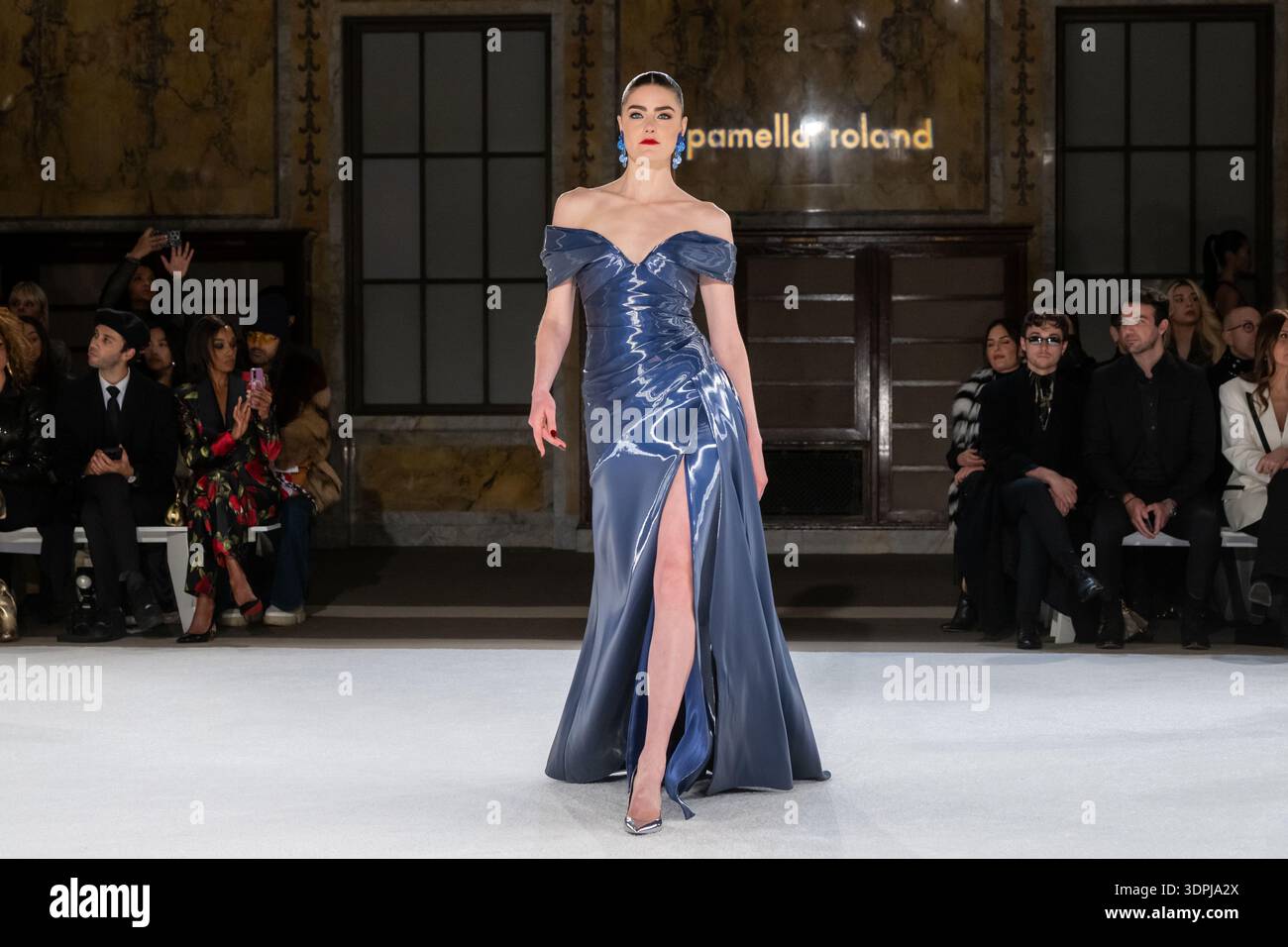 a line long evening dresses Ladivine 7446 Elegant A-line Formal Satin Ballgown Lavender / 4 main image 0