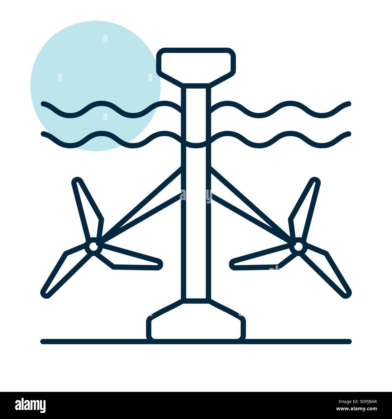 Minimalist outline tidal power turbine icon suitable for renewable ...