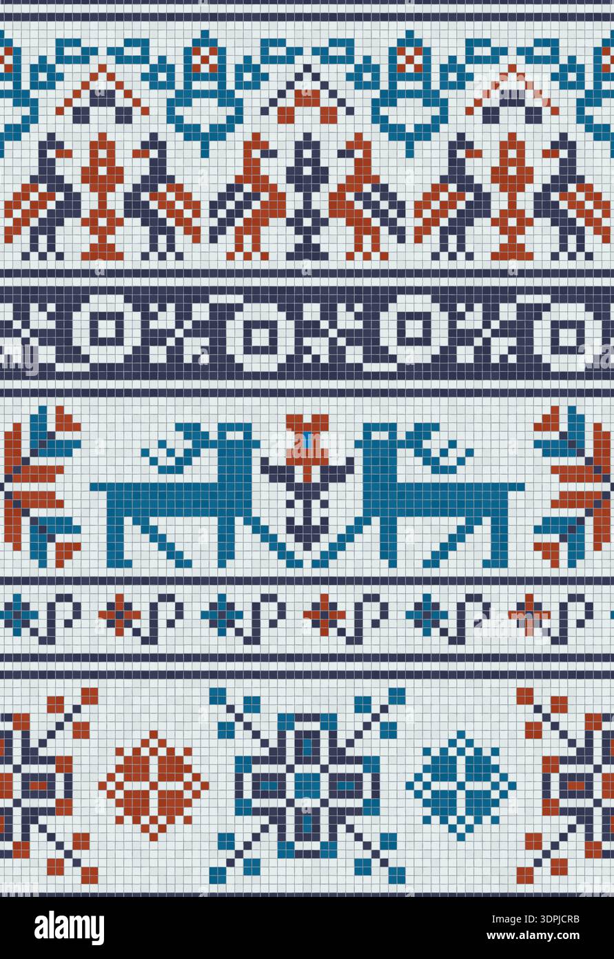 Scandinavian style seamless mosaic tiles pattern Stock Vector