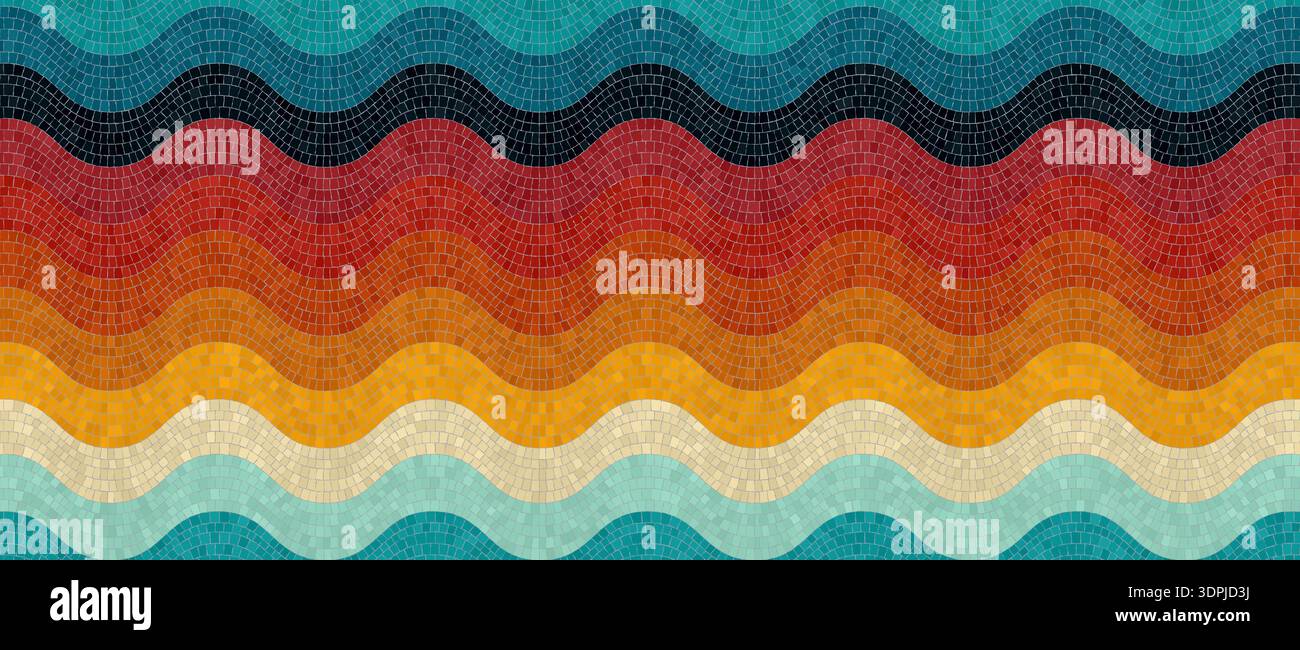 Vector seamless mosaic pattern in retro tones. Graphic template design. Stock Vector