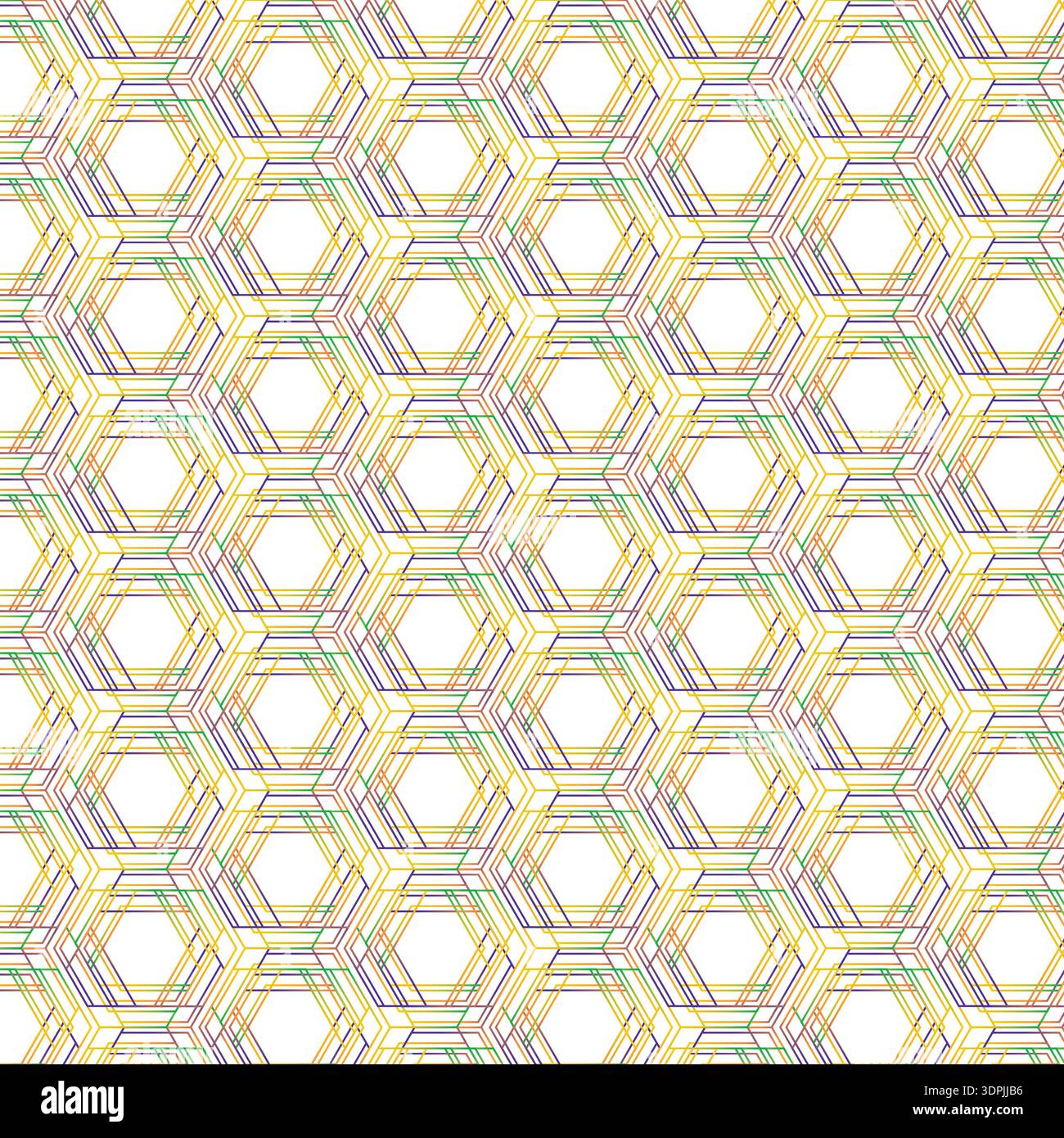 Multicolor Overlapping Hexagonal Grid Pattern Design Stock Vector
