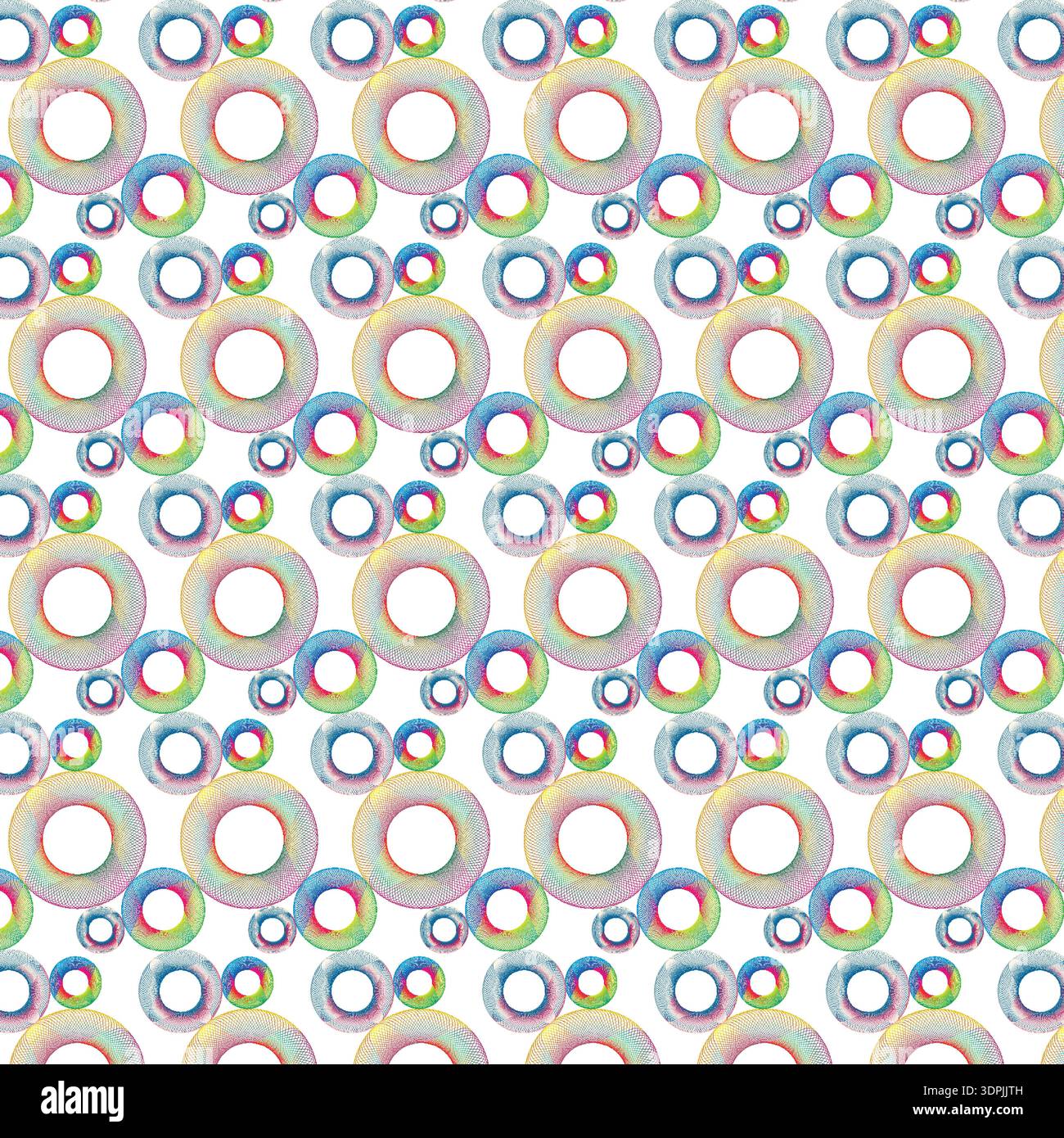 Ethereal Rainbow Rings Seamless Pattern Design Stock Vector