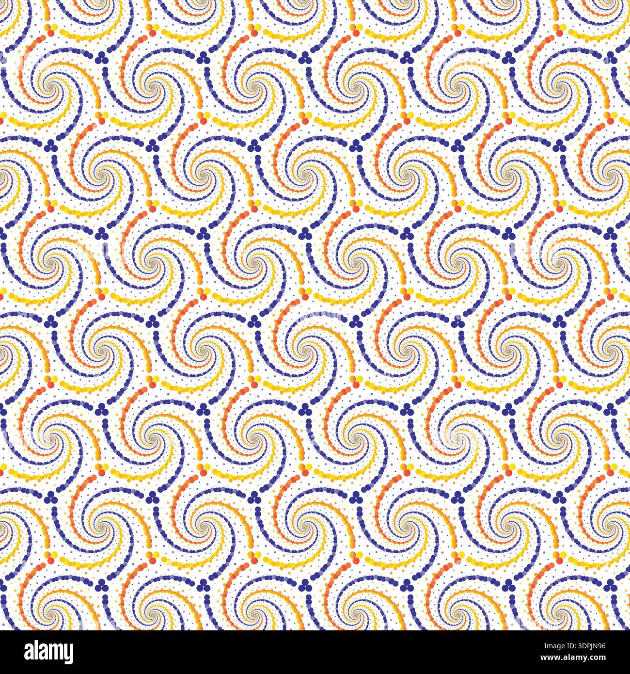 Vibrant Swirling Dot Tessellation Pattern Design Stock Vector
