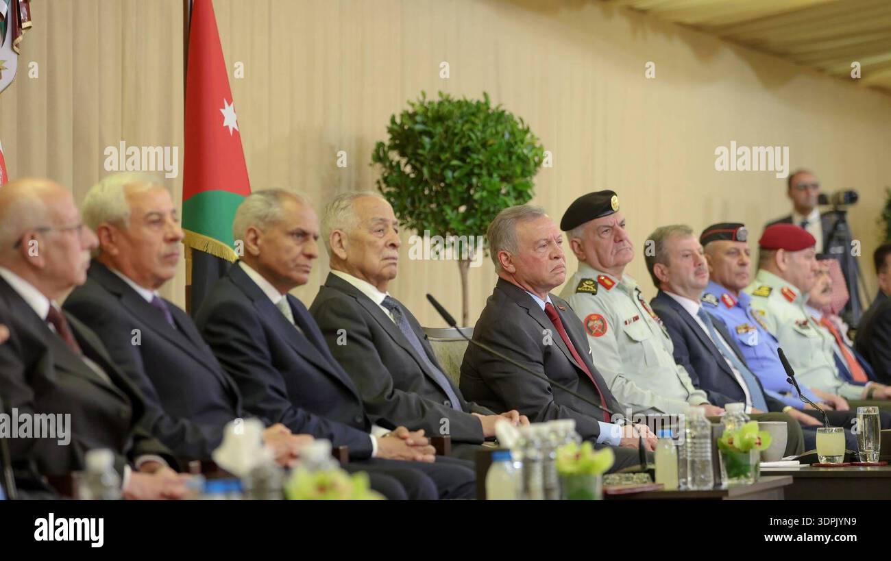 King Abdullah II of Jordan meets at the Royal Hashemite Court with a ...