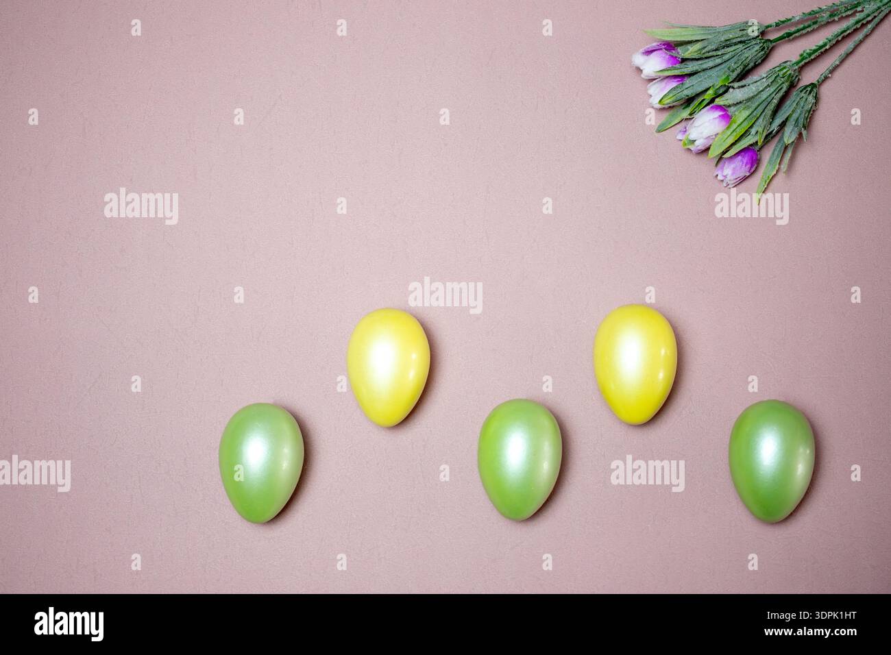 Bright Spring Celebration With Vibrant Tulip Bouquet And Eggs Stock Photo