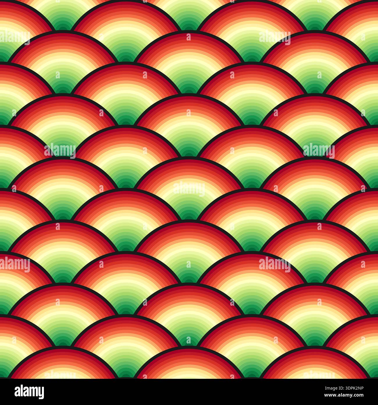 Seamless pattern with japanese red fish scales. Colored vector background. Stock Vector