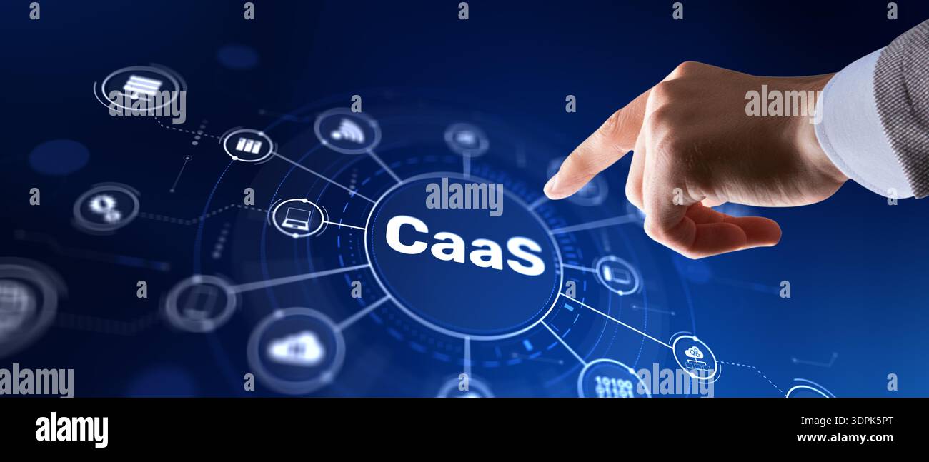 CaaS solutions with automated container orchestration and cloud infrastructure optimization. Stock Photo