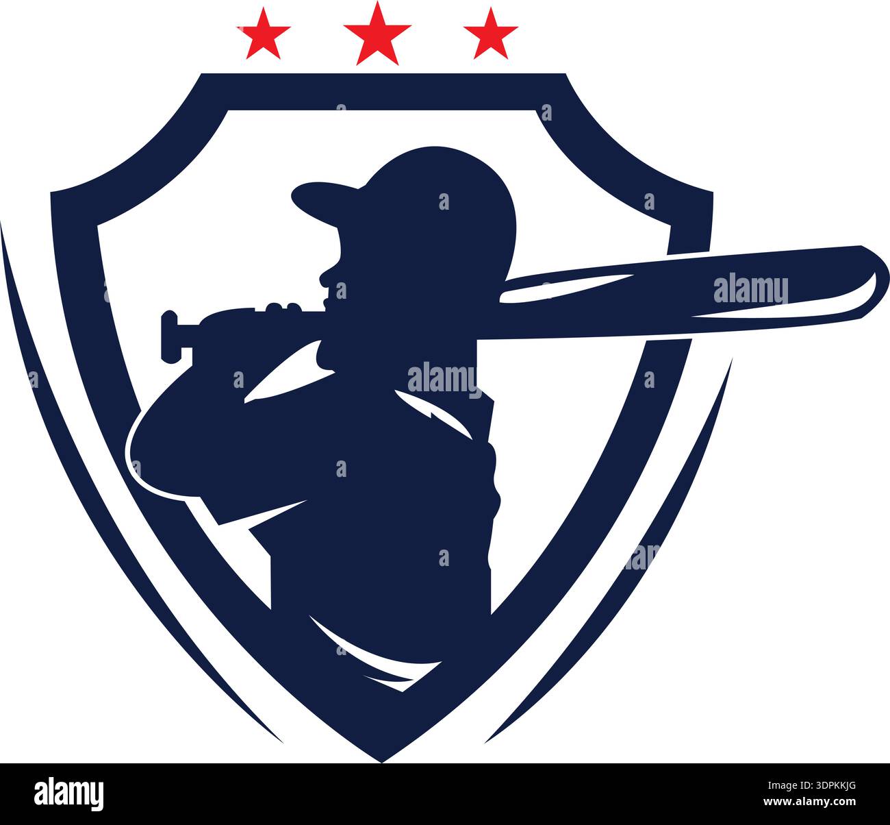 Cricket Player Logo Design Vector Illustration shield logo design Stock Vector