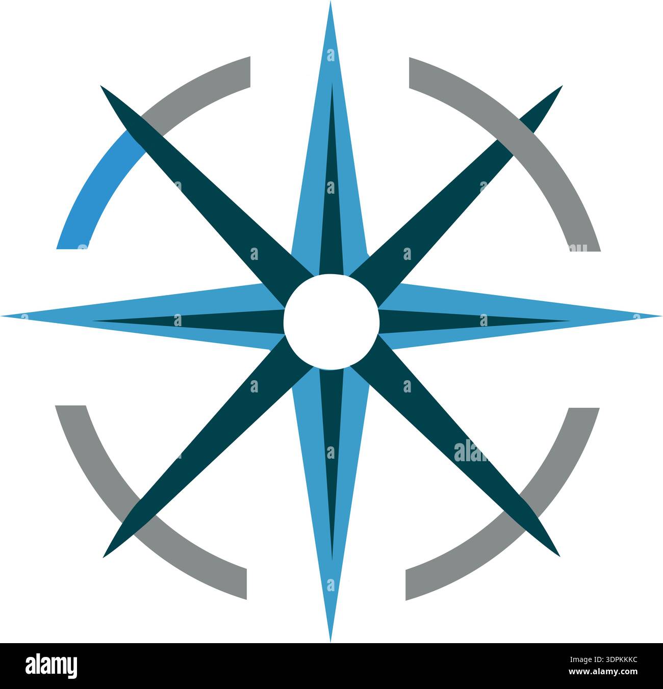 Rose of wind icon and compass vector in black and white color isolated ...