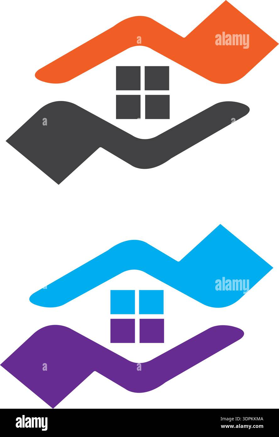 Insurance logo, Safety home hand insurance, logo vector template Stock Vector