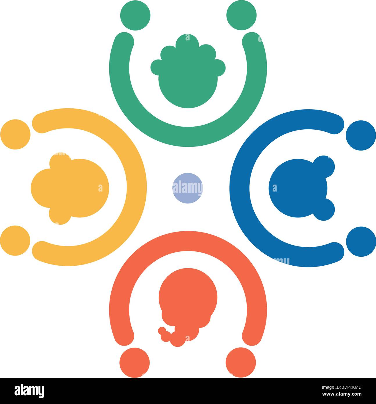 Teamwork logo forms colorful people symbol in circle shape Stock Vector