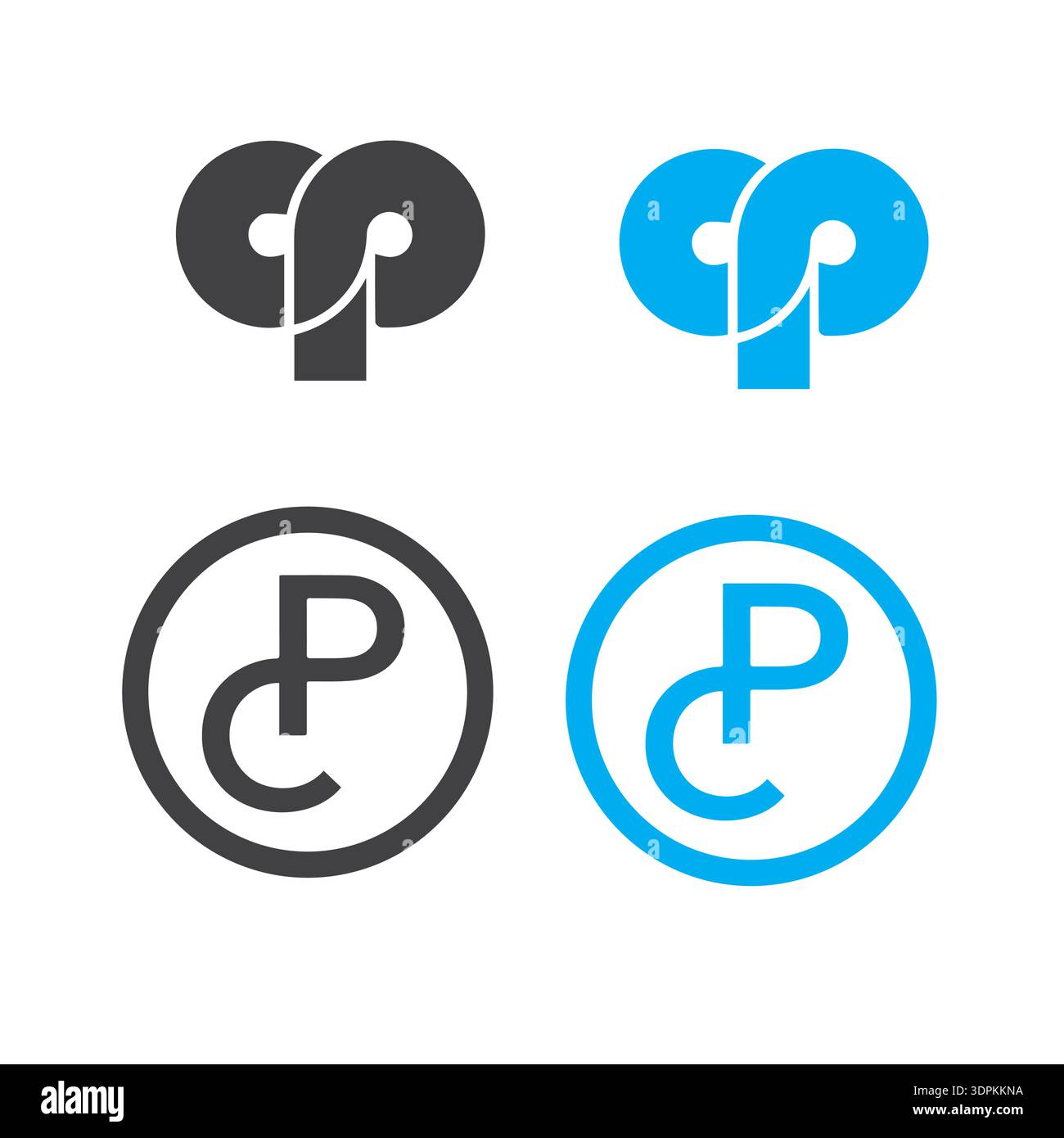 Letter p logo with modern mini monochorme logo design Stock Vector