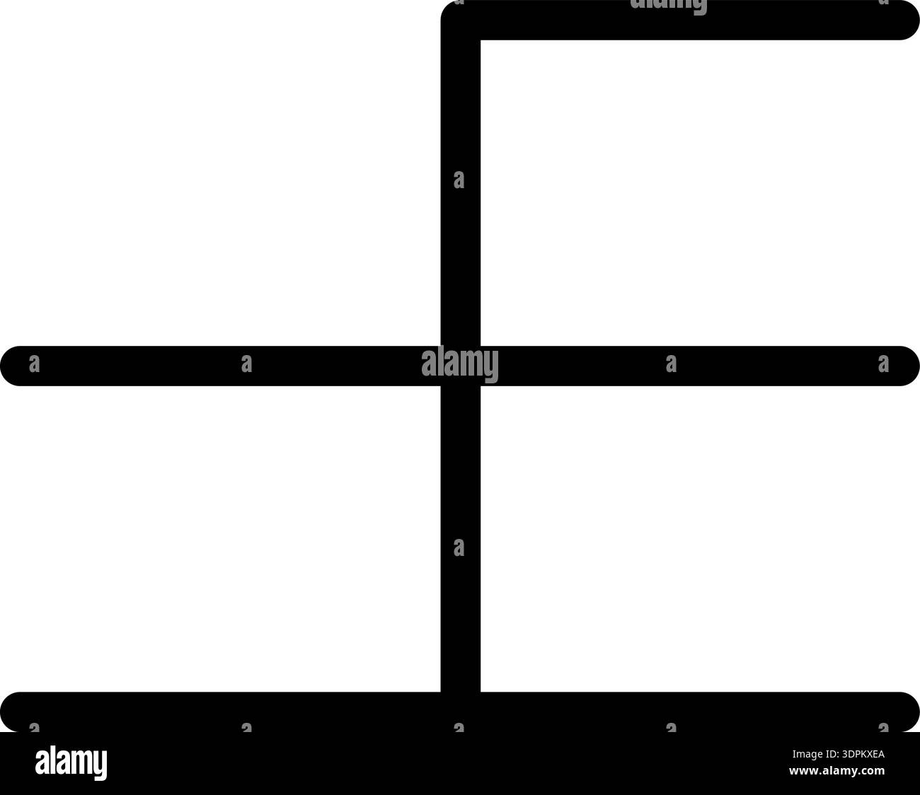 Line forms one perpendicular line and another with three opposite corners, featuring a thick outline. Stock Vector