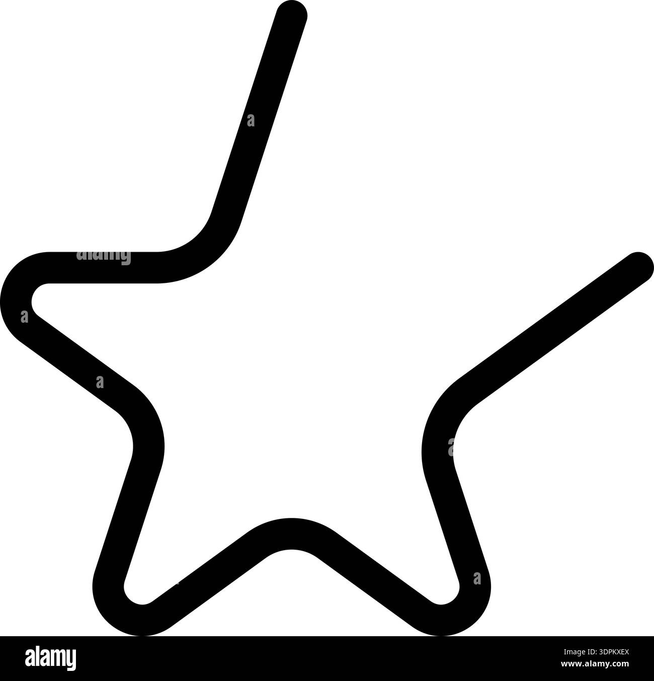 Line forms a star with rounded corners and an open side, featuring a thick outline. Stock Vector