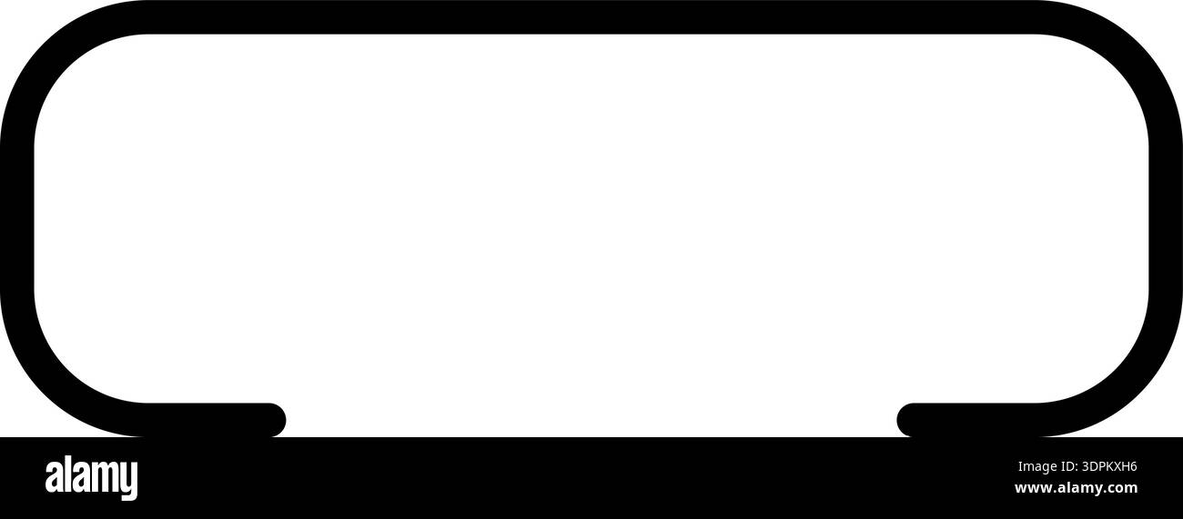 Line forms a rectangle with rounded corners and one open side, featuring a thick outline. Stock Vector