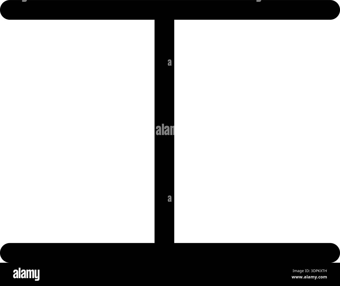 Line forms two parallel lines and one perpendicular line, featuring a thick outline and geometric shape. Stock Vector