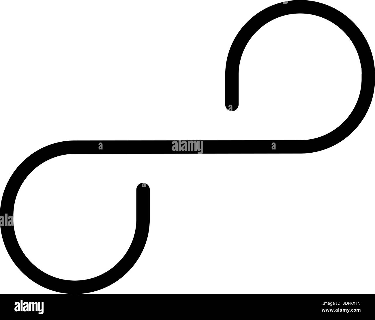 Line forms two opposite and incomplete loops, featuring a thick outline and geometric shape. Stock Vector