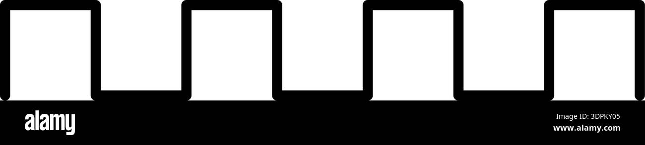 Line forms zigzag waves inside a square with a thick outline. Stock Vector