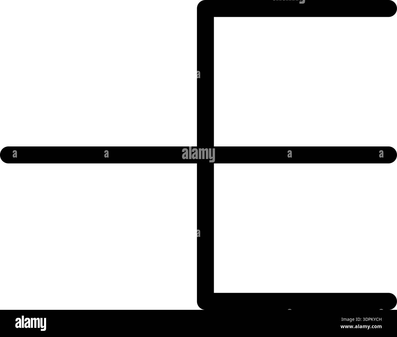 Line forms a trident shape with two opposite corners, featuring a thick outline and geometric form. Stock Vector