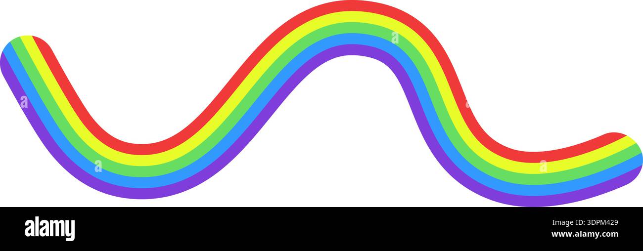 Rainbow colored curved graphic line. Stock Vector