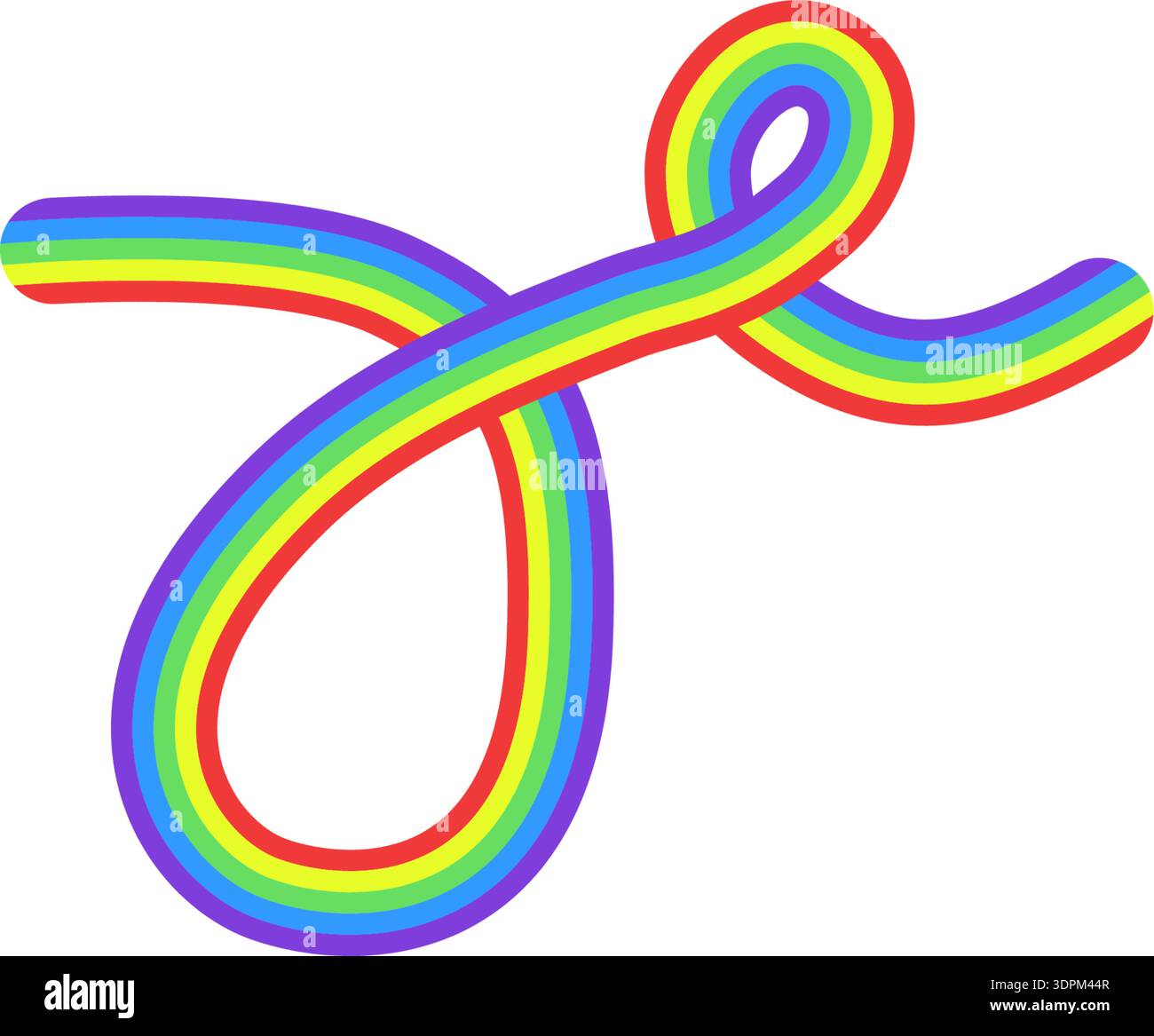 Rainbow colored line with one large loop and one small loop Stock ...