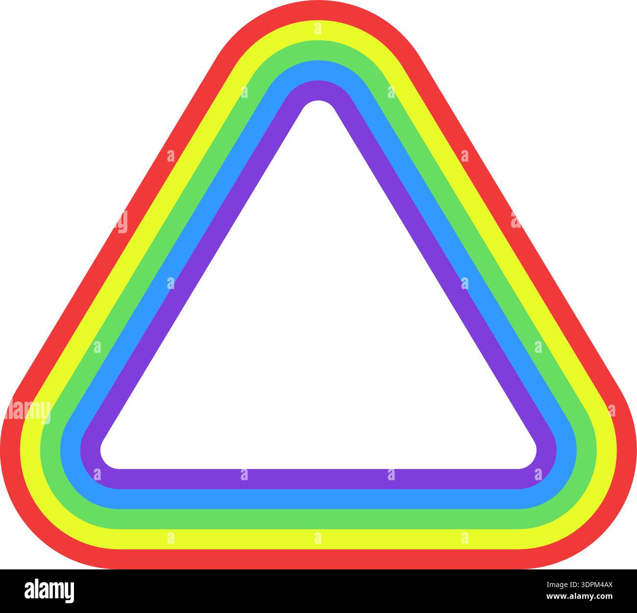 Rainbow colored line forming a triangle shape with rounded corners. Stock Vector