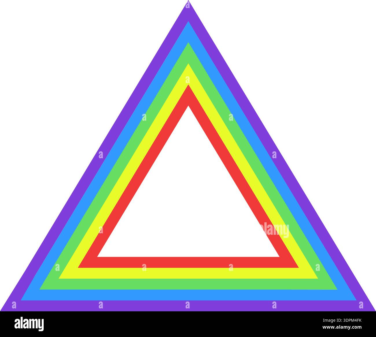 Rainbow colored line forming a triangle shape. Stock Vector